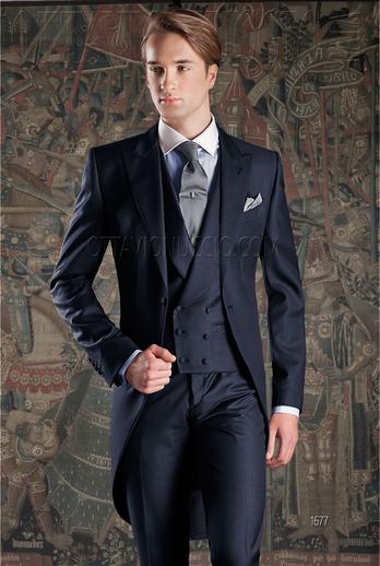 ONGala 1677 - Tight blu con gilet doppiopetto sciallato