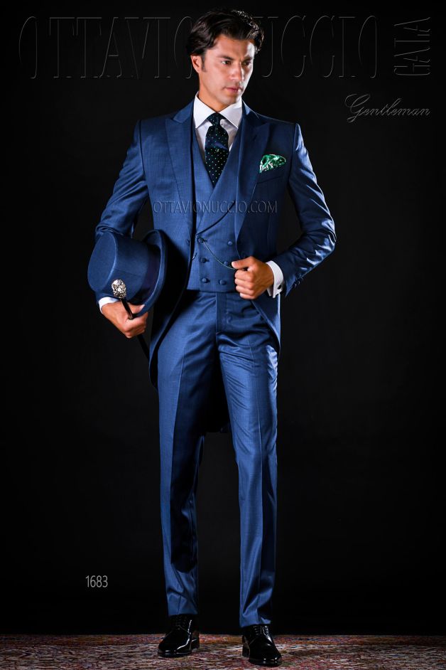 ONGala 1683 - Tight sposo blu classico tre pezzi