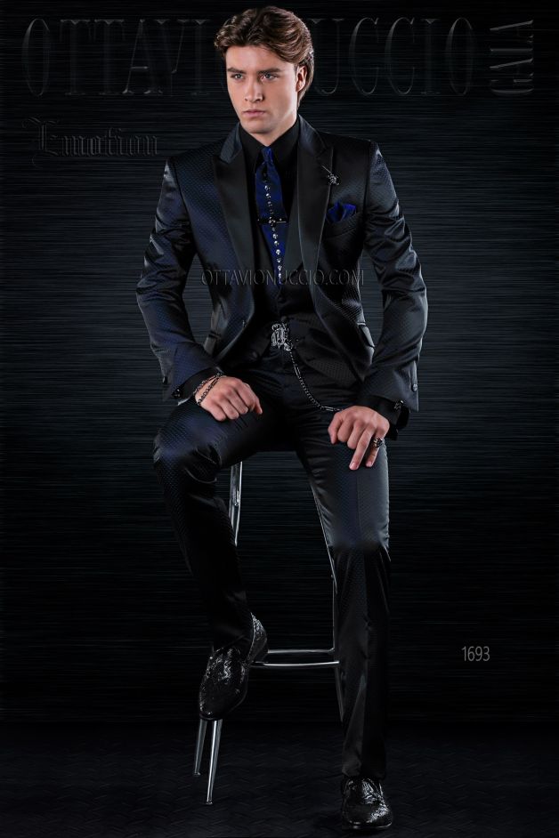 ONGala 1693 - Vestito sposo alternativo nero e blu