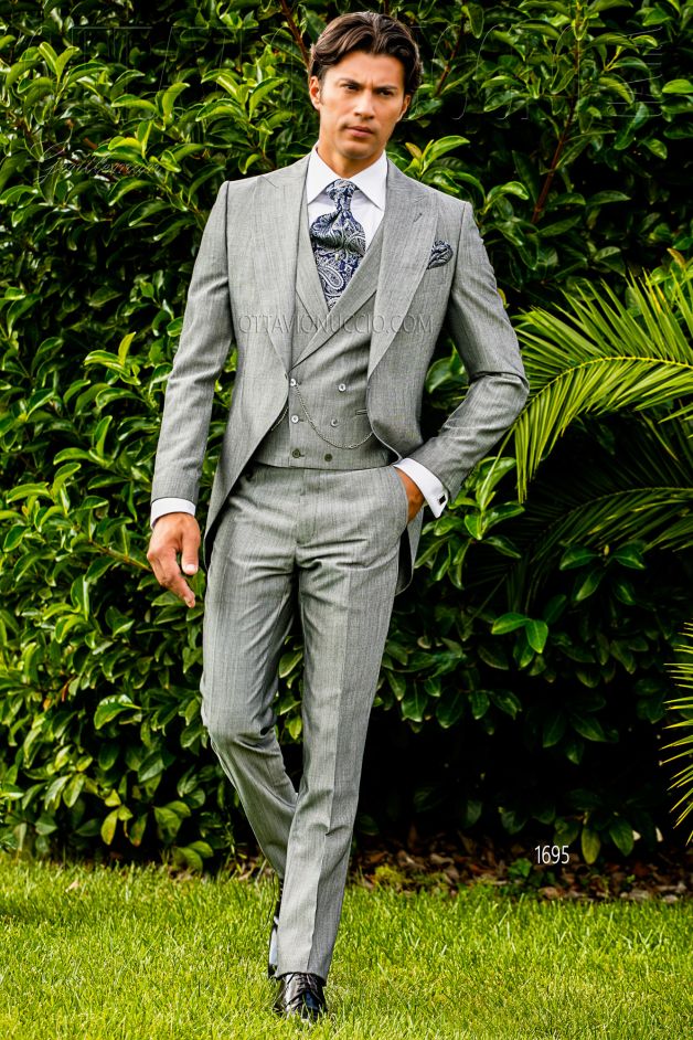 ONGala 1695 - Vestito sposo tight classico grigio chiaro