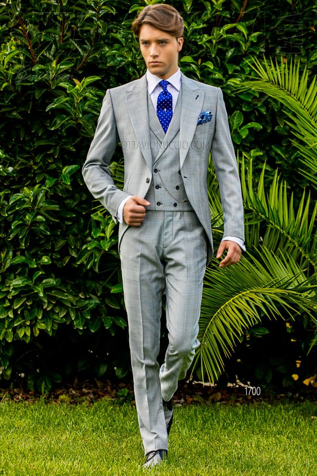 ONGala 1700 - Abito tight Principe di Galles chiaro tre pezzi