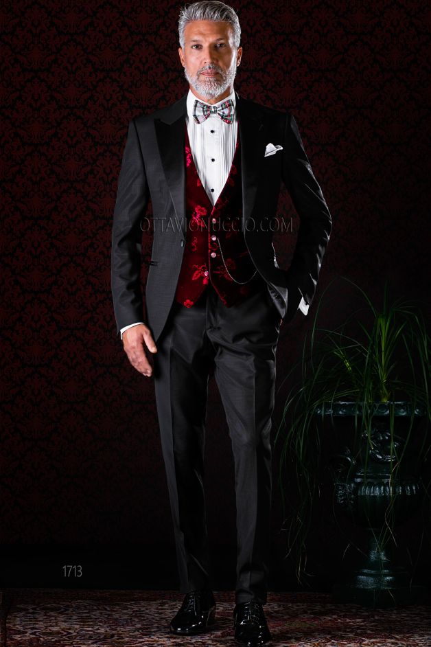 ONGala 1713 - Abito smoking sposo nero elegante