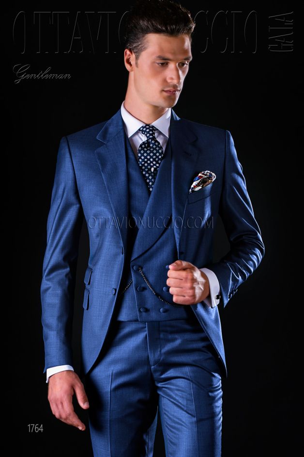 ONGala 1764 - Abito sposo casual blu tre pezzi