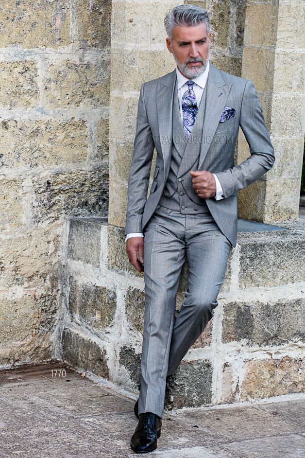 ONGala 1770 - Abito sposo casual grigio chiaro tre pezzi