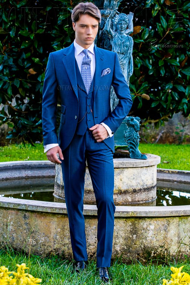 ONGala 1776 - Vestito sposo uomo blu elettrico tre pezzi
