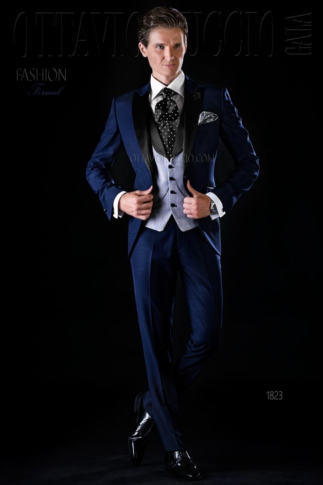 ONGala 1823 - Vestito completo sposo uomo blu slim fit