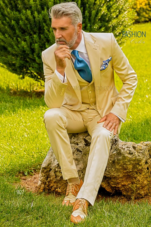 ONGala 1827 - Vestito sposo uomo casual cotone beige