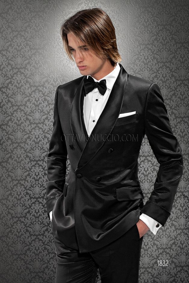 ONGala 1832 - Smoking elegante nero doppiopetto