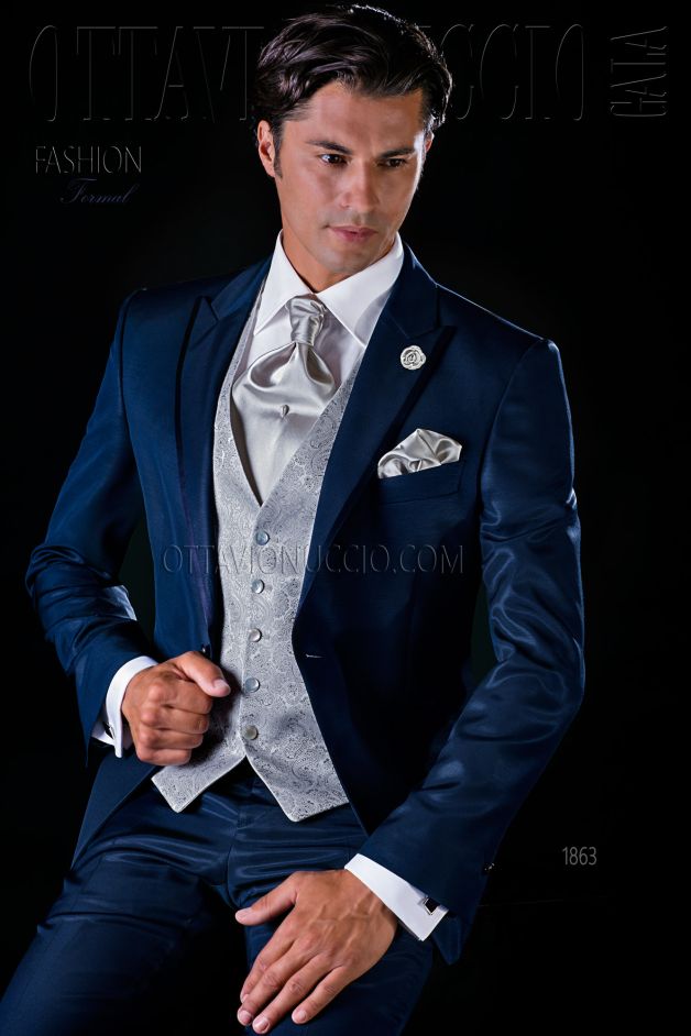 ONGala 1863 - Vestito da sposo moderno blu due pezzi