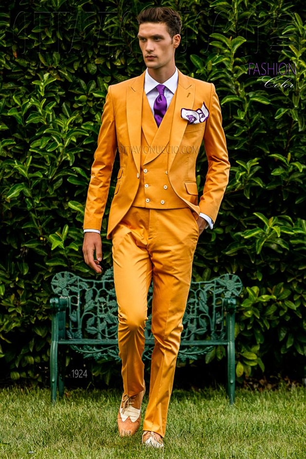 ONGala 1924 - Vestito sposo hippie arancione tre pezzi