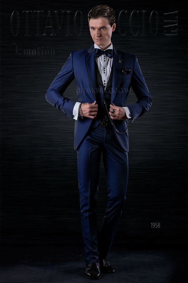 ONGala 1958 - Vestito sposo uomo moderno blu e nero