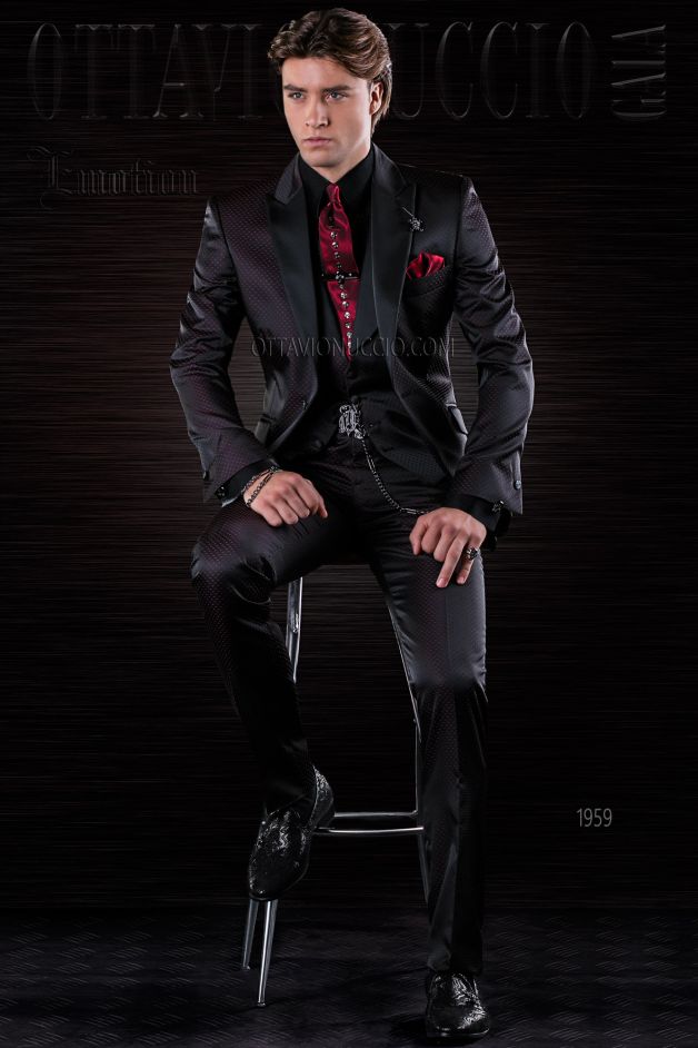 ONGala 1959 - Vestito da sposo rock nero tre pezzi