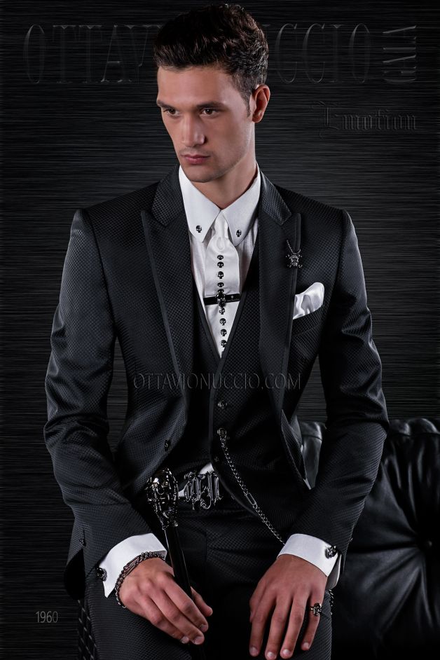 ONGala 1960 - Abito sposo rock nero slim fit