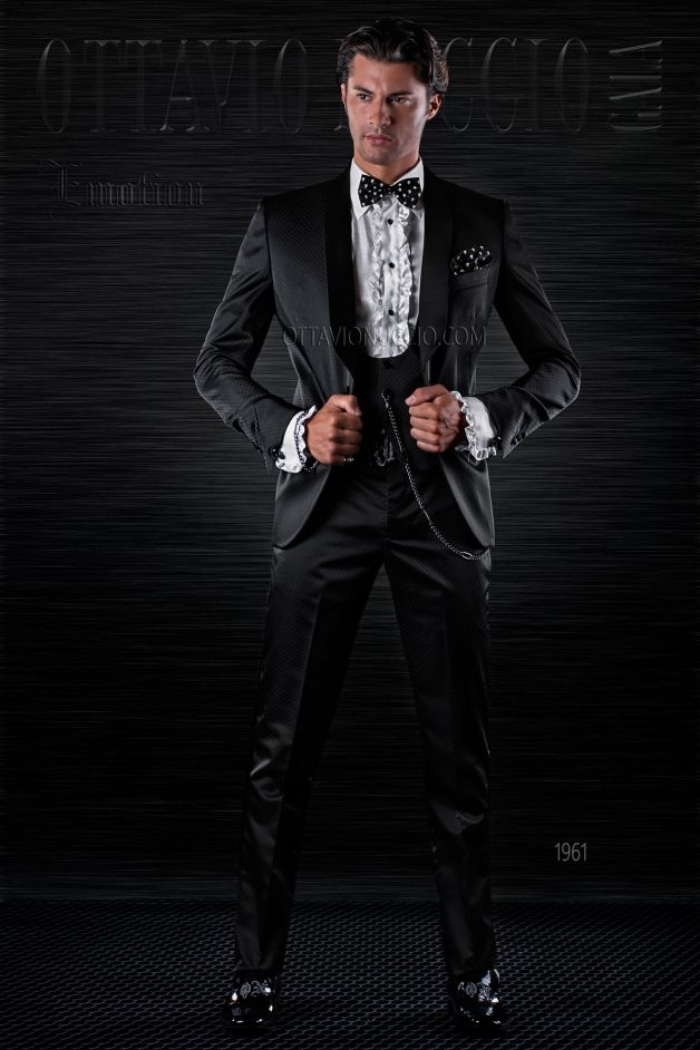 ONGala 1961 - Abito da sposo rock nero slim fit