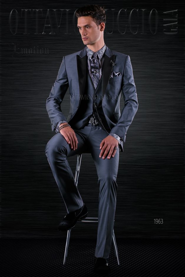ONGala 1963 - Abito sposo rock grigio tre pezzi slim fit