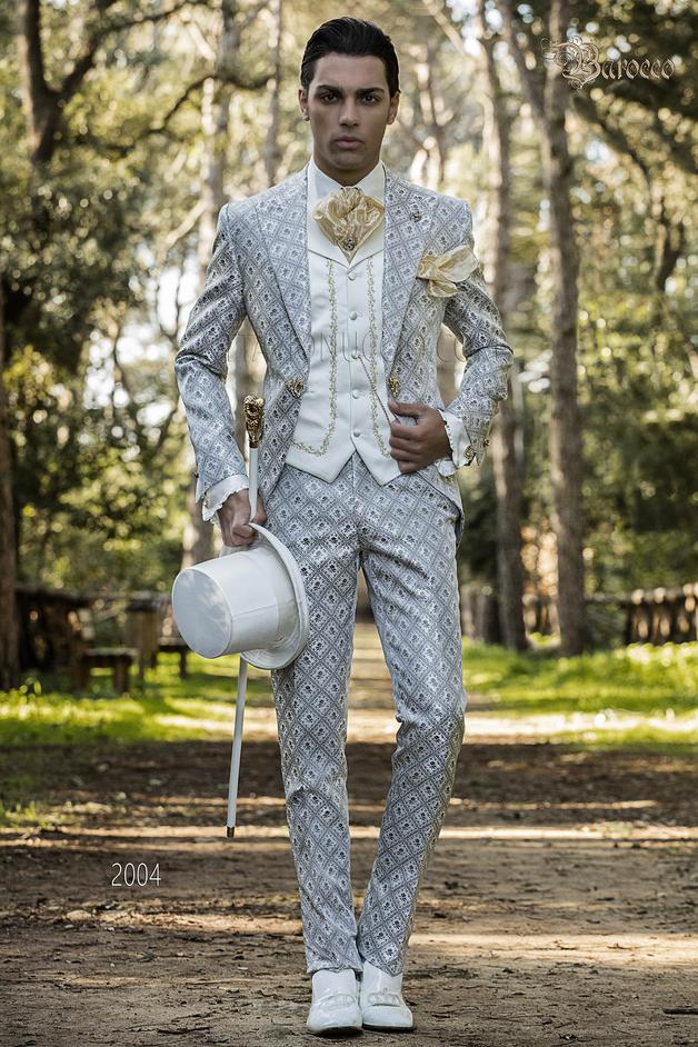 ONGala 2004 - Abito stile barocco da matrimonio sposo, broccato grigio