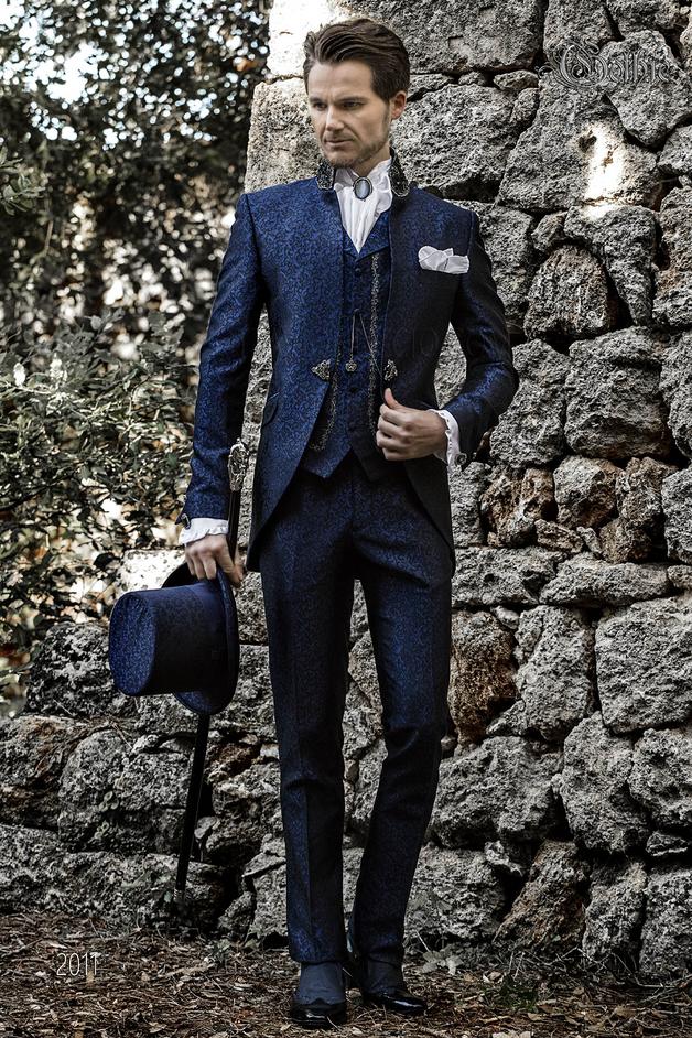 ONGala 2011 - Vestito sposo damascato coreano blu con passamaneria