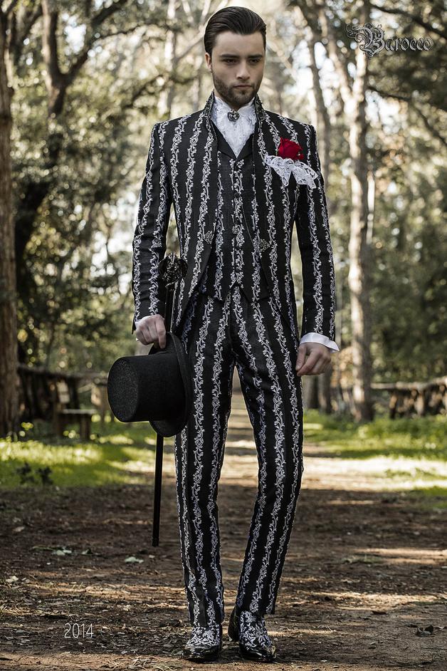 ONGala 2014 - Abito coreano uomo stile barocco broccato nero argento