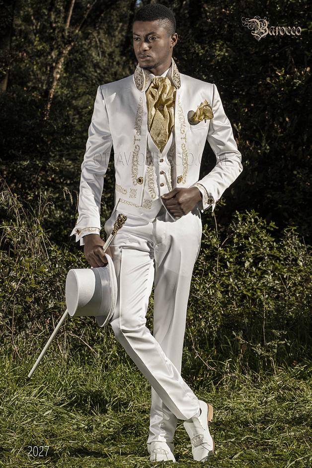 ONGala 2027 - Frak sposo stile barocco bianco ricamato oro