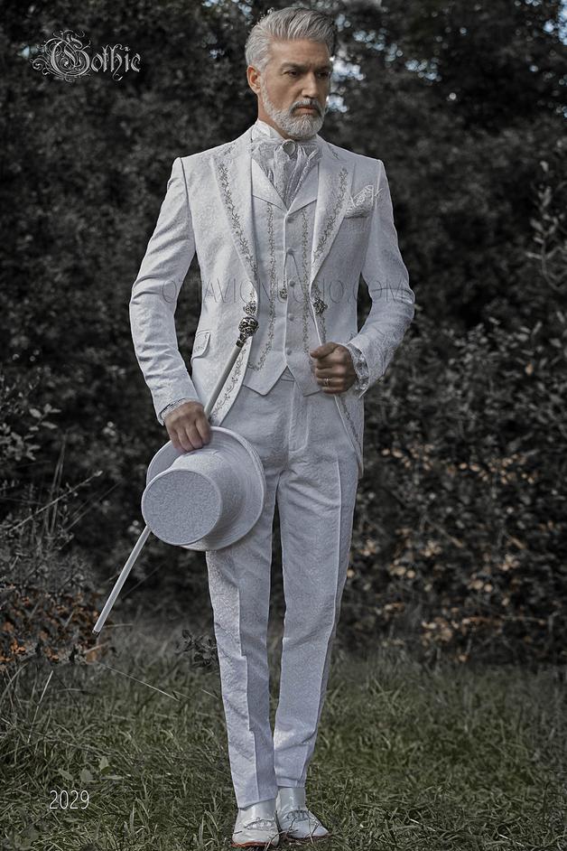 ONGala 2029 - Abito sposo luxury damascato bianco ricamato argento