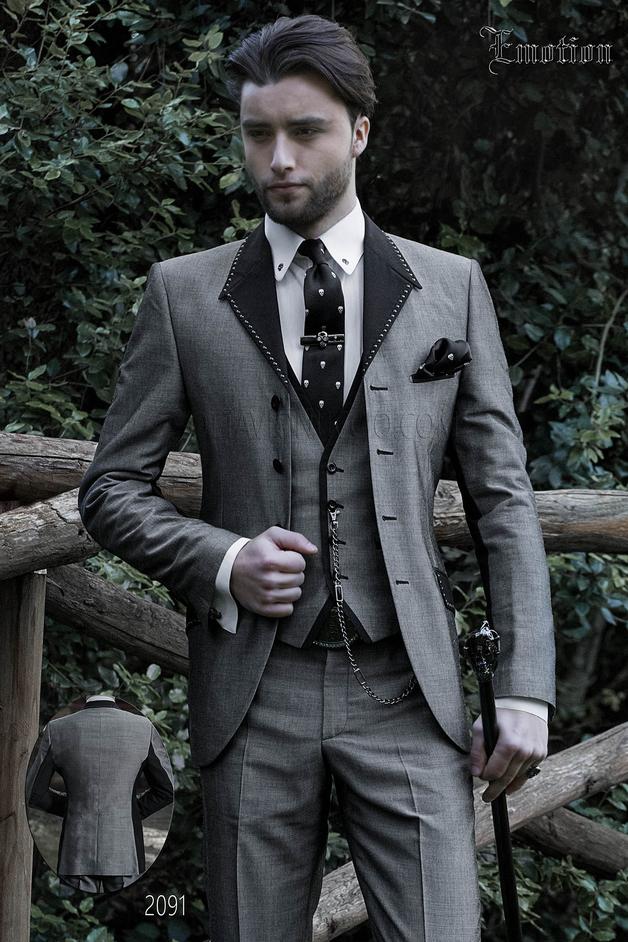 ONGala 2091 - Abito da sposo moderno grigio per uomo hipster