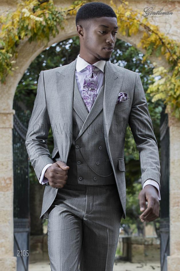ONGala 2105 - Abito moda cerimonia uomo fashion grigio in lana mohair