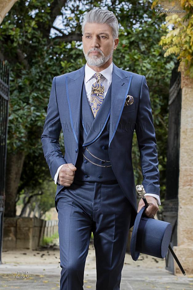 ONGala 2108 - Vestito da sposo uomo fashion blu in misto lana