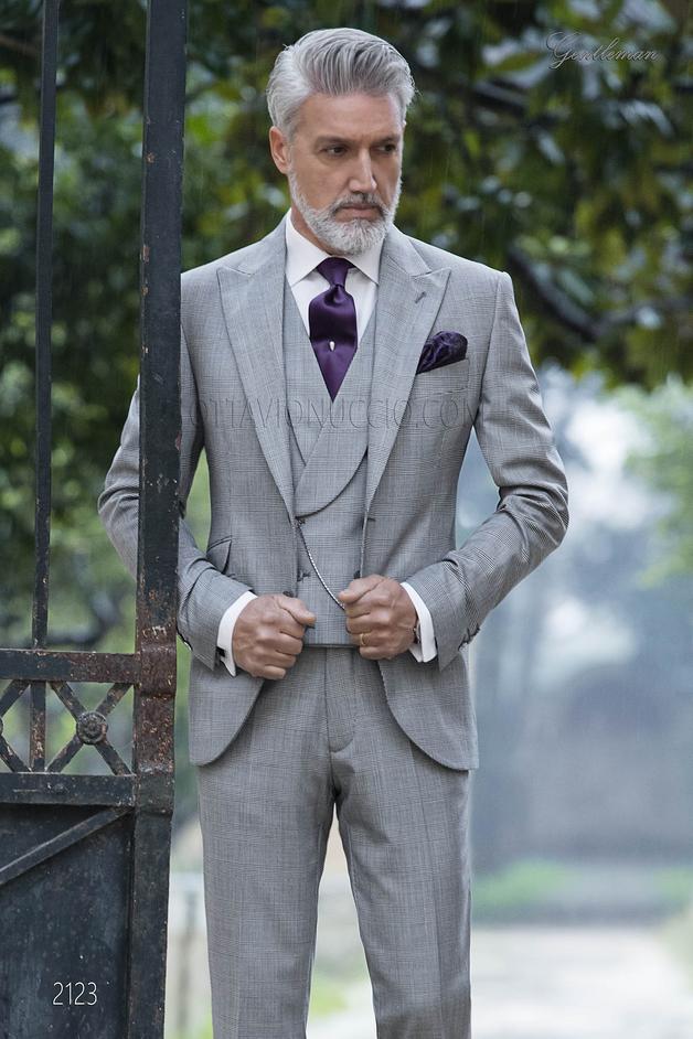 ONGala 2123 - Abito elegante da cerimonia uomo principe di Galles grigio