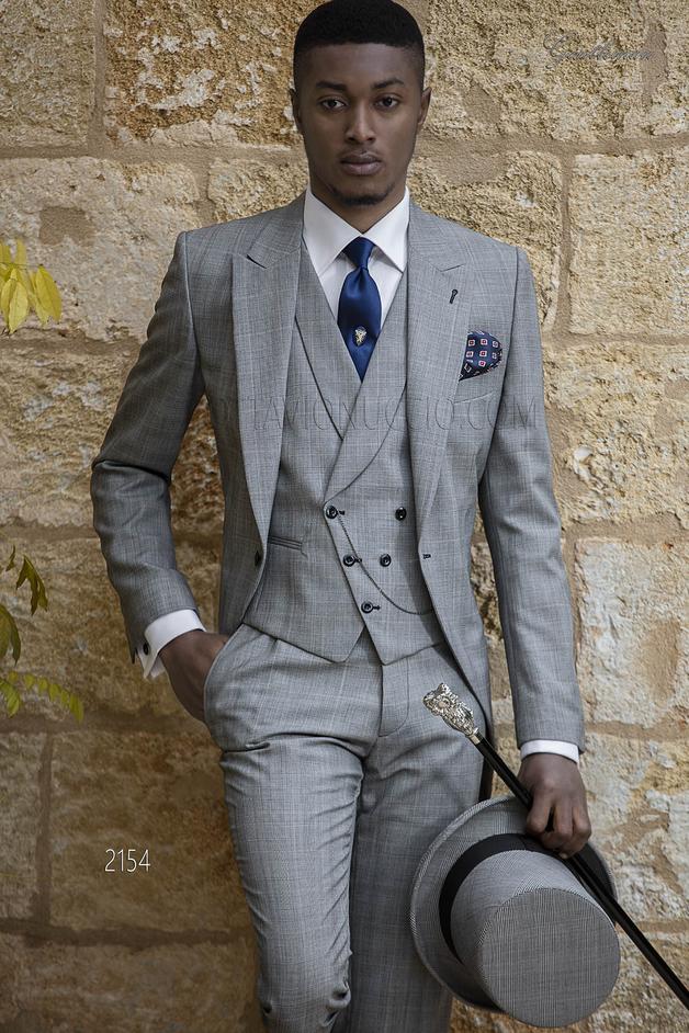 ONGala 2154 - Vestito uomo principe di galles grigio da sposo
