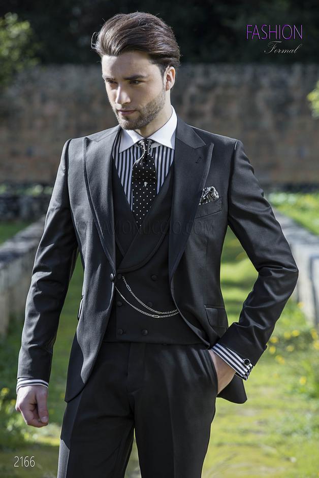 ONGala 2166 - Abito da sposo nero per uomo fashion