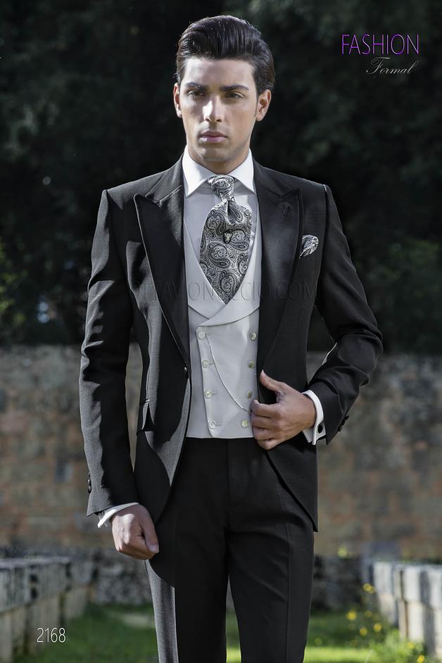 ONGala 2168 - Vestito da matrimonio sposo uomo, acetato lana nero