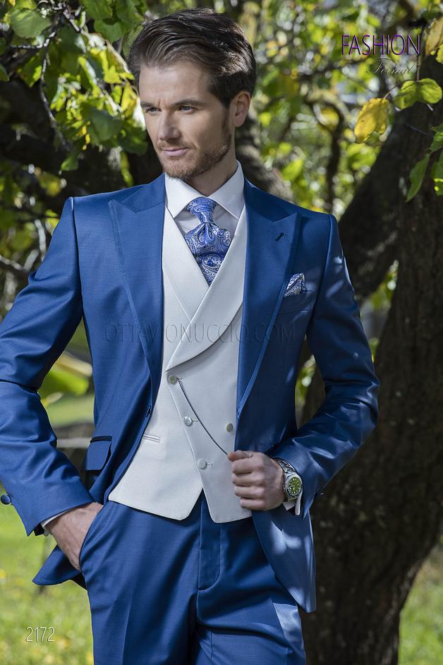 ONGala 2172 - Vestito uomo moda sposo blu elettrico