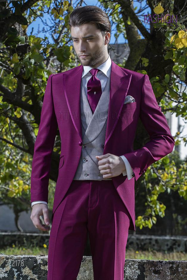 ONGala 2178 - Vestito tight moderno fucsia da cerimonia uomo