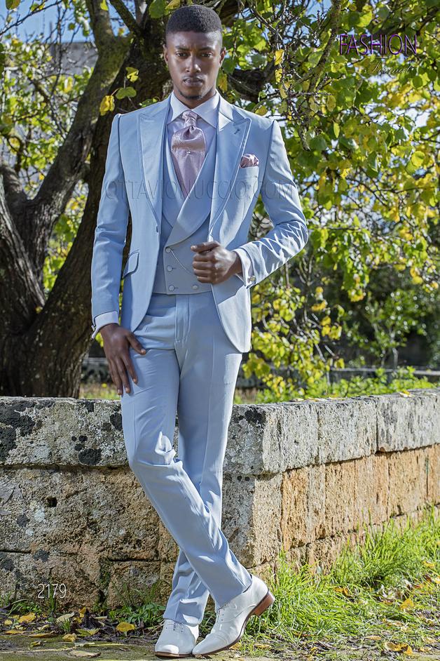 ONGala 2179 - Abito uomo celeste da matrimonio sposo