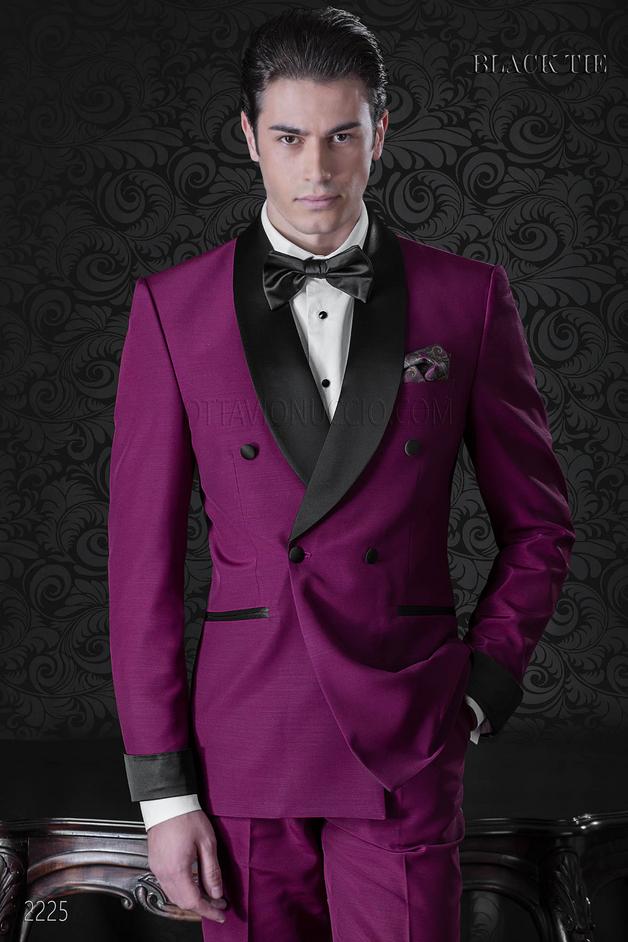 ONGala 2225 - Smoking doppiopetto fucsia da matrimonio uomo