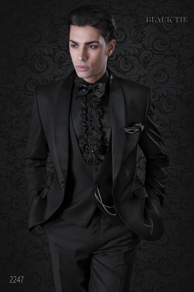 ONGala 2247 - Smoking moda nero da sposo | Abito elegante da uomo