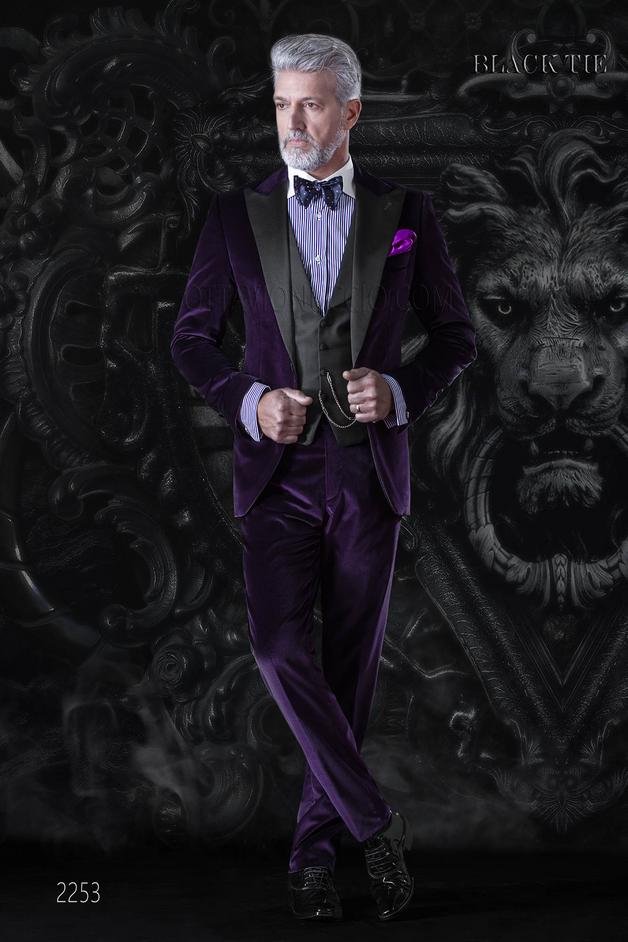 ONGala 2253 - Smoking uomo in velluto viola per eventi di lusso