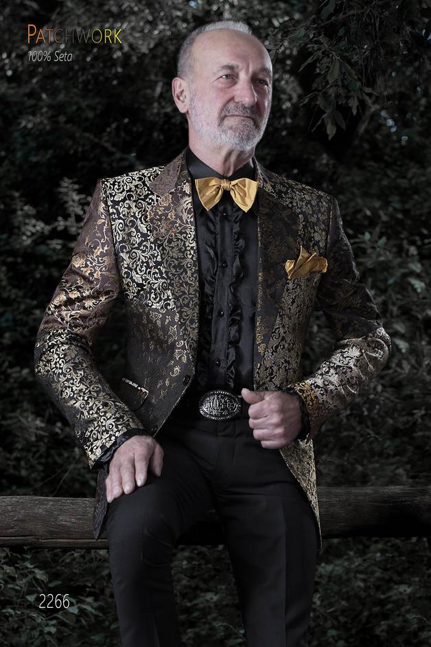 ONGala 2266 - Giacca uomo seta patchwork oro | Giacca su misura