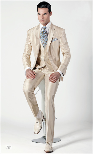 ONGala 784 - Abito da Cerimonia Uomo in shantung beige