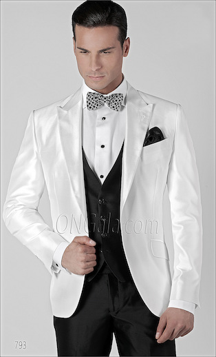 ONGala 793 - Abito con Giacca in shantung misto seta bianco