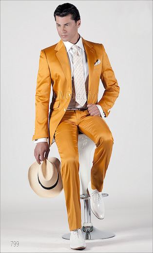 ONGala 799 - Abito Uomo in satin di cotone oro