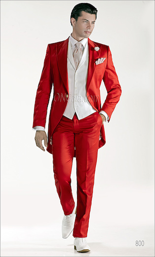 ONGala 800 - Abito da cerimonia uomo Demi - Tight in raso di cotone rosso