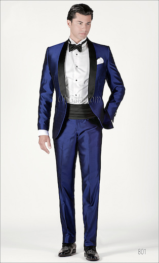 ONGala 801 - Smoking da sposo in shantung blu royal