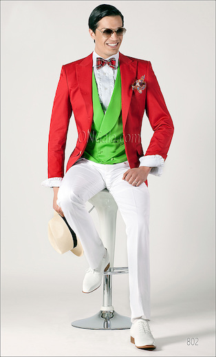 ONGala 802 - Abito moda con Giacca in cotone rosso