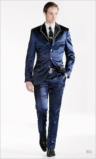 ONGala 864 - Abito Moda in raso blu