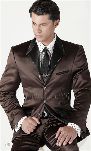 ONGala 870 - Abito Moda in raso Marrone