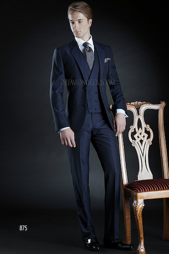 ONGala 875 - Abito da cerimonia uomo in misto lana mohair Alpaca blu