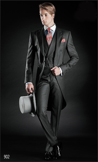 ONGala 902 - Tight in misto lana grigio con gilet doppiopetto asimmetrico