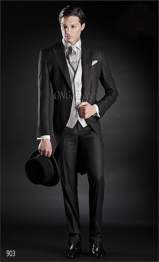ONGala 903 - Tight in misto viscosa nero con gilet microdisegni grigio perla