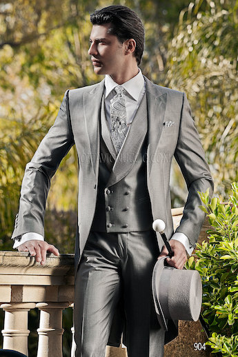 ONGala 904 - Tight in lana seta grigio chiaro con gilet doppiopetto